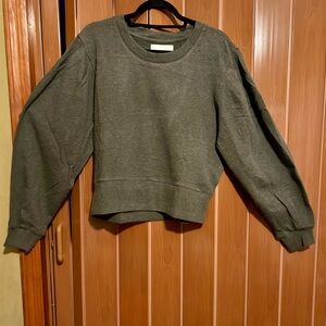Painter Cropped Crew Neck Sweatshirt. Charcoal. Size large NWT